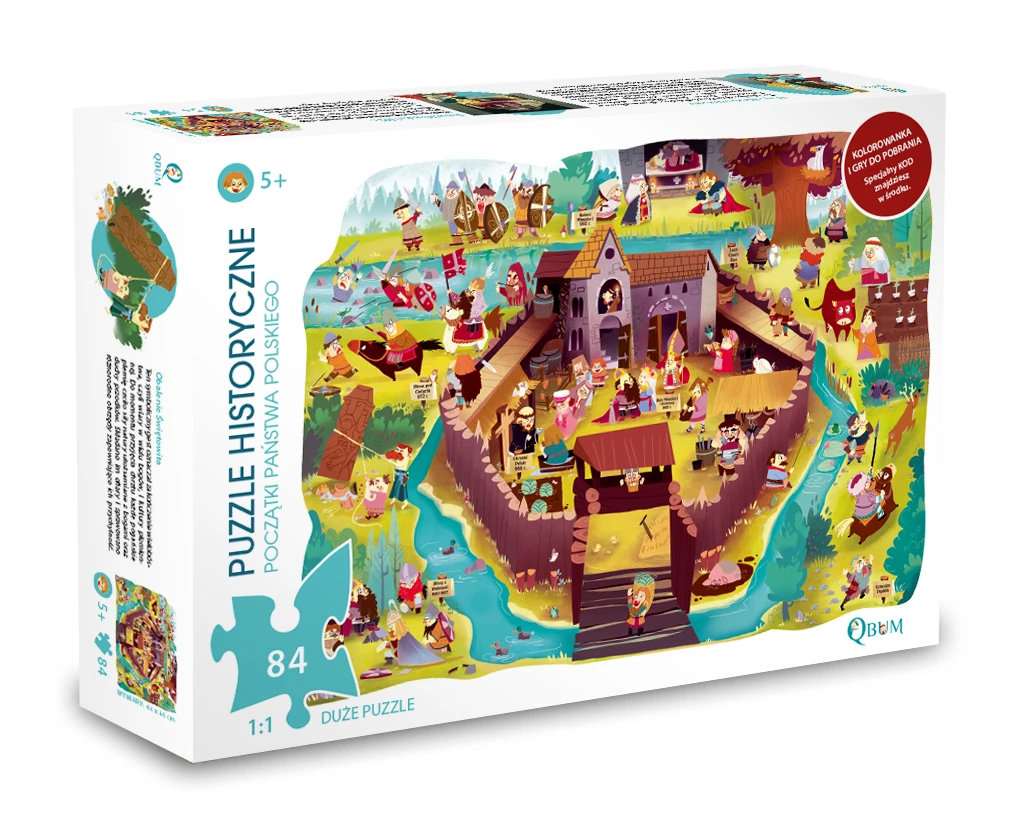 Ilustracja pudełka puzzli historycznych